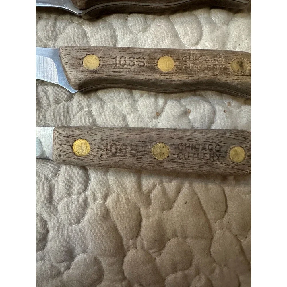 Vintage Chicago Cutlery 103S Paring Boning Knives Wood Handle USA Lot of 3